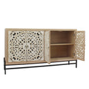 Carved 4 Door Cabinet, Storage Sideboard For Living Room - Multi