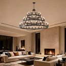 3 Tiers Wagon Wheel Chandelier - 54-Light Matte Black Metal by HouseOfZazla