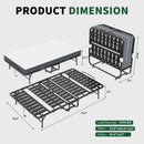 Twin Wide Folding Bed For Tall People, Extra Long & Wide Rollaway With Memory Foam, Heavy-Duty - Black