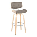 Lombardi - Mid Century Modern Fixed Height Barstool With Swivel With Round Footrest (Set of 2) by HouseOfZazla