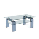 Modern Tempered Glass Coffee Table With 2 Tier Storage For Living Room by HouseOfZazla