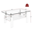 Modern Rectangular Coffee Table With Tempered Transparent Glass Top And Storage Shelf by HouseOfZazla