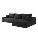 107" Cloud Sectional Couch with L-Shape Chaise, Black Plush Corduroy by HouseOfZazla