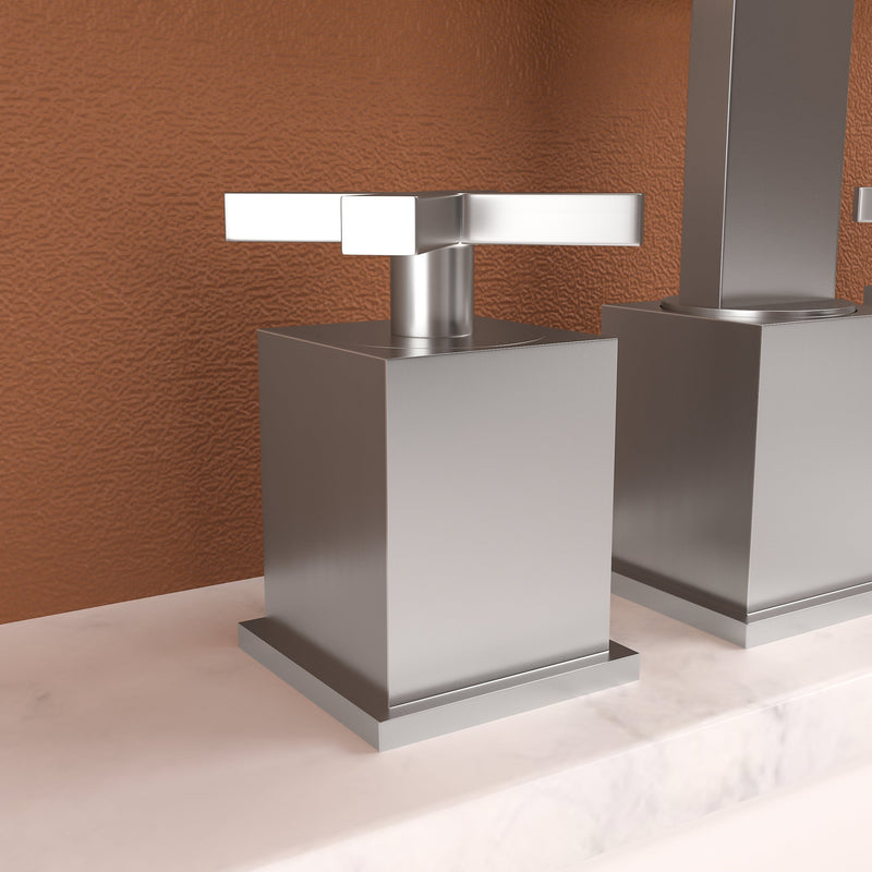 2 Handle Widespread Bathroom Faucet 3 Hole, with Pop Up Drain and 2 Water Supply Lines, Matte Black