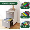 2-Drawer Mobile File Cabinet With Lock,On 360° Wheels, Holds A4/Letter/Legal Files - White by HouseOfZazla