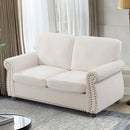 Soft Loveseat, Upholstered 2 Seater Couch, Loose Back Cushions And Turned Legs by HouseOfZazla