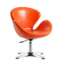 Upholstered Swivel Lounge Chair With Chrome Base And Adjustable Height - Orange by HouseOfZazla