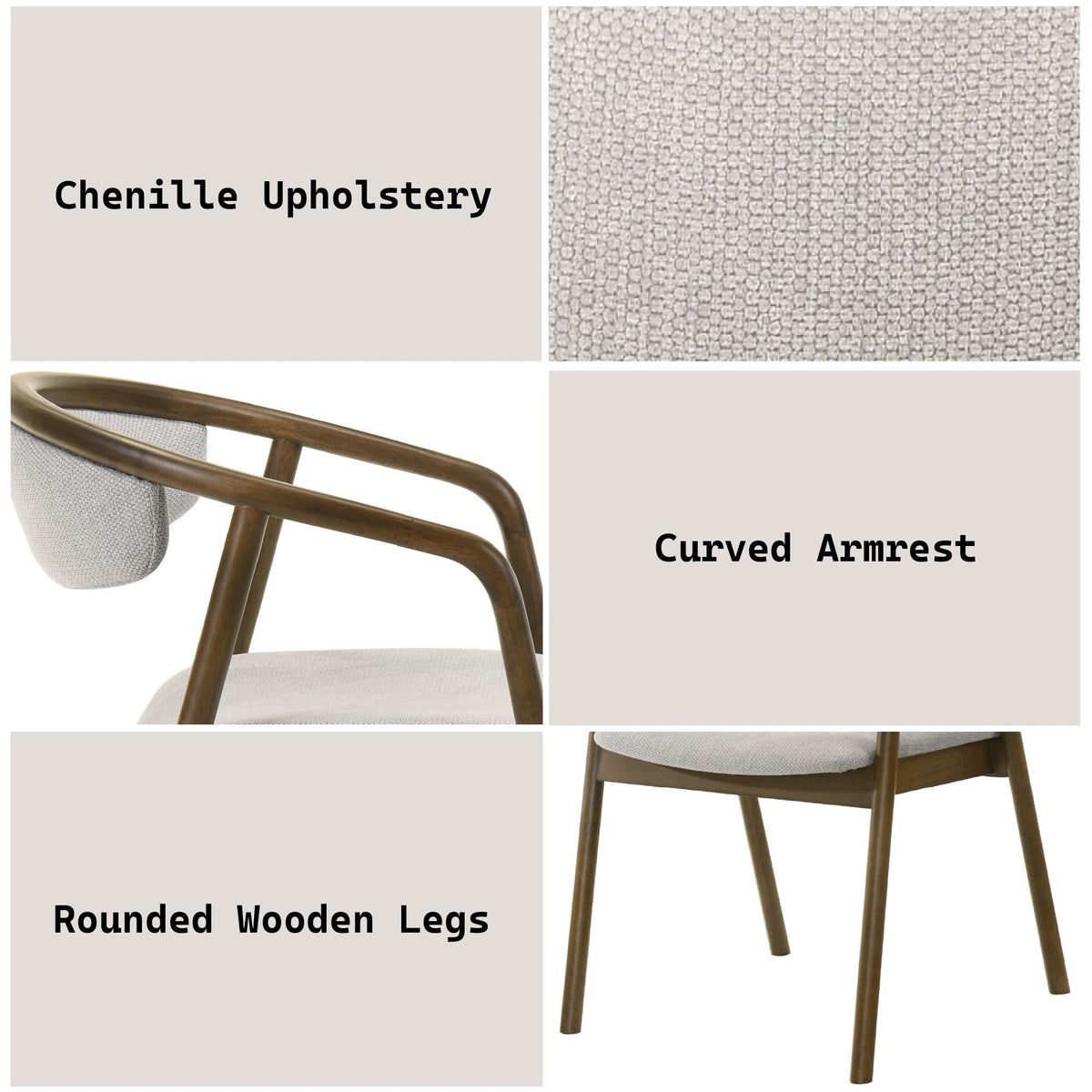Delina - Side Chair - Gray / Walnut, photo 4 of 4