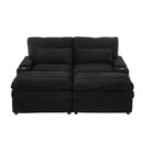 Convertible Loveseat Sofa With Storage, USB Ports, Cup Holders by HouseOfZazla