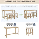 4 Piece Bar Table Set with Power Outlet,Bar Table Set with Chairs,Sofa Bar Table with Stools,Behind Couch Table with 3 Padded Stools for Living Room,Dining room, Light Oak by Montret