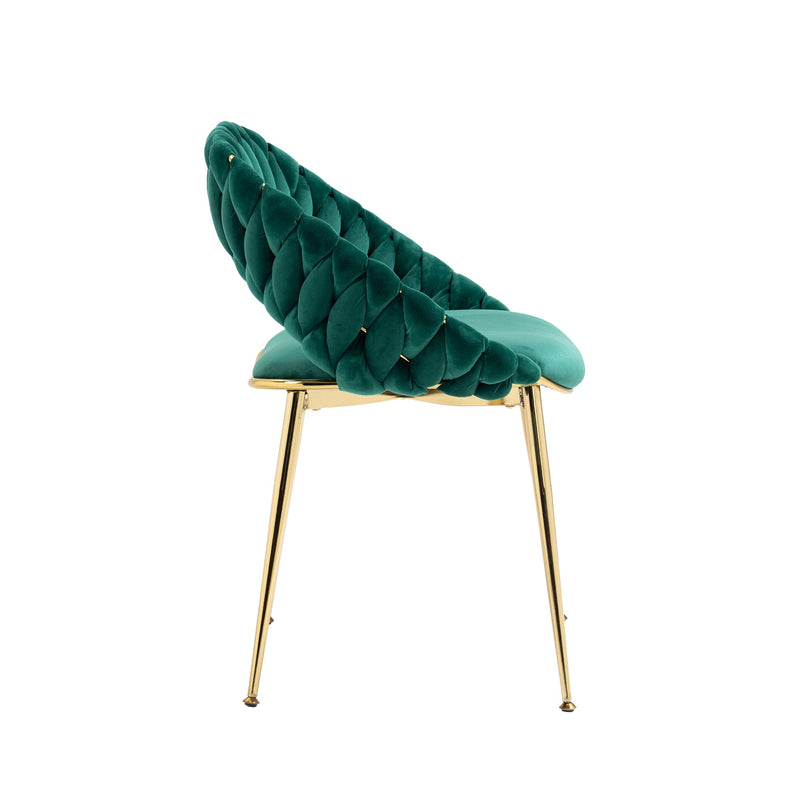 Accent Chairs Set of 2, Velvet Side Chairs with Gold Legs, Mid-Century Upholstered Dining Chairs for Living Room, Kitchen, Bedroom, Beauty Room