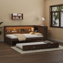 Daybed With Storage Shelves, LED, USB, And Trundle by HouseOfZazla