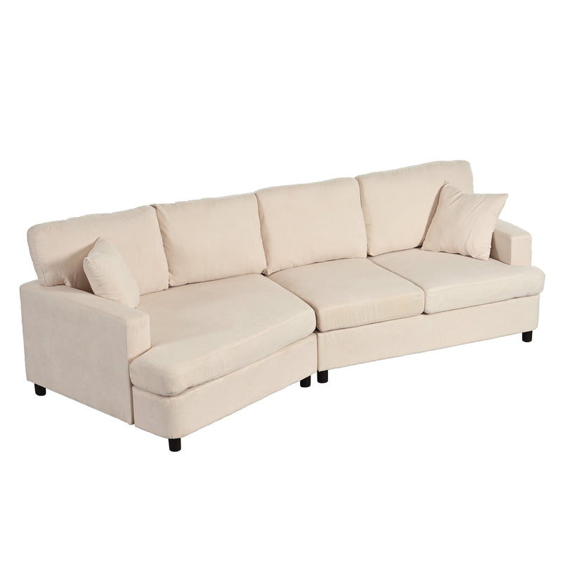 3 Seat Streamlined Sofa with Removable Back and Seat Cushions and 2 pillows, for Living Room, Office, Apartment