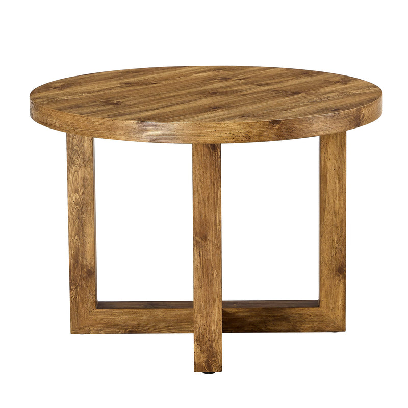 A modern and practical circular dining table. Made of MDF tabletop and wooden MDF table legs. Suitable for living room and bedroom. 42 inches x 42 inches x 30 inches