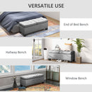 46" Storage Ottoman Bench, Upholstered End of Bed Bench with Steel Frame, Button Tufted Storage Bench with Safety Hinges for Living Room, Entryway, Bedroom, Gray