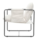 2 Sets 1 Case, Upholstered hanging armchair with arm pocket metal frame, crushed foamcushions and skin-friendly braid for living room and bedroom. White color