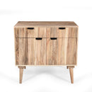 Stylish Style 2 Drawer 2 Door Cabinet, Mango Wood - Natural by HouseOfZazla