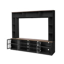Wall Unit Entertainment Center With Bookshelves For TVs Up To 80", Tempered Glass Doors And Adjustable Shelves by HouseOfZazla