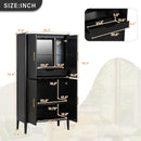 U_STYLE Modern Fluted Wine Cabinet with Glass Display & Stemware Rack by HouseOfZazla