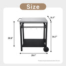2-Tier Outdoor Grill Cart with Stainless Steel Top, Large Wheels & Tool Hooks by HouseOfZazla