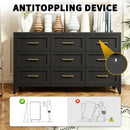 9 Drawer Dresser for Bedroom, Metal Profile Chest of Drawers