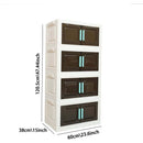 4-Tier Plastic Storage Bins with Lids – 24' Extra Large Collapsible Stackable Storage Cabinet with Wheels, Foldable Organizer System for Closet, Bathroom, Home, Office, Dorm