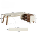 L-Shaped Executive Desk With File Cabinet, Computer Workstation With Drawers And Shelves For Home Office - White / Walnut by HouseOfZazla