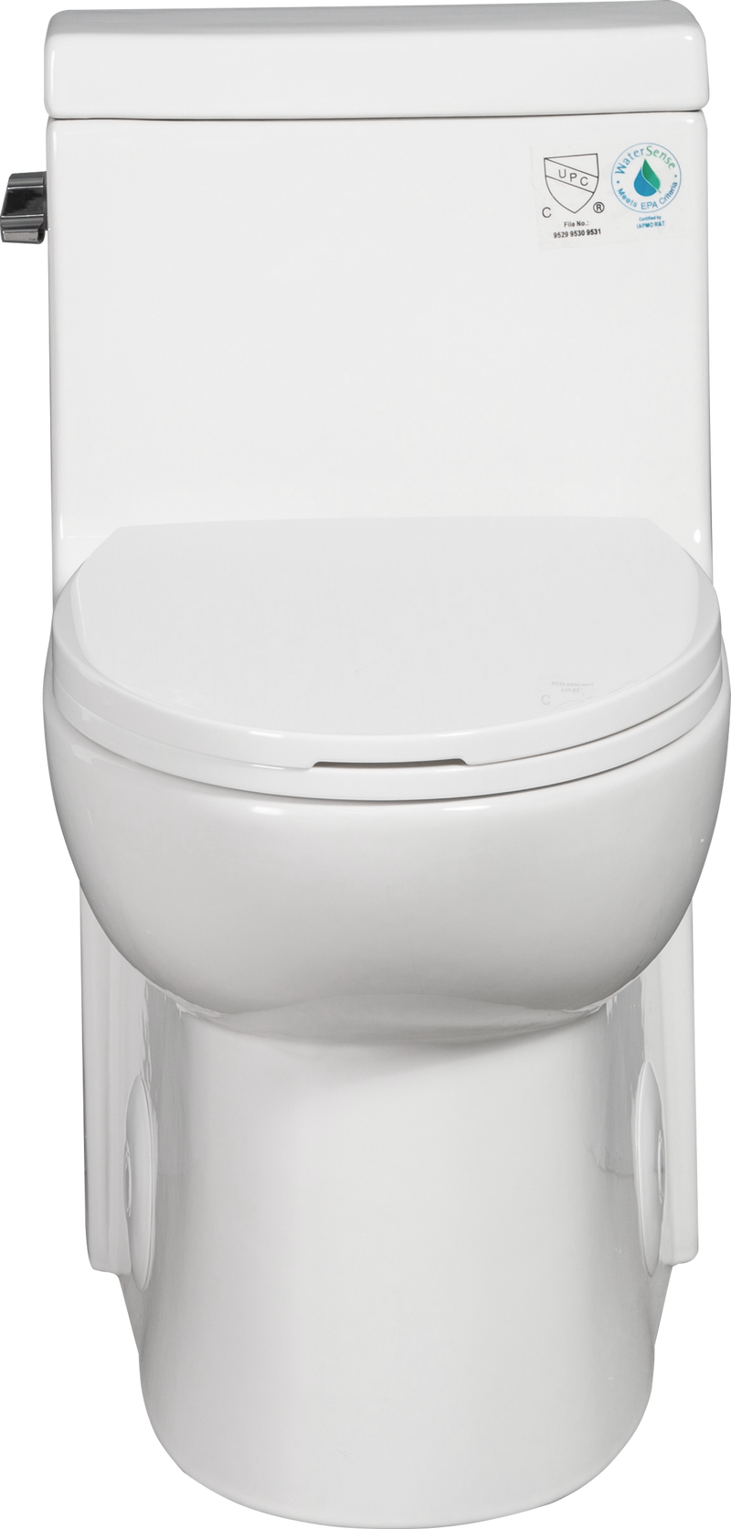 15 1/8 Inch 1.28 GPF 1-Piece Elongated Toilet with Soft-Close Seat - Gloss White 23T03-GW