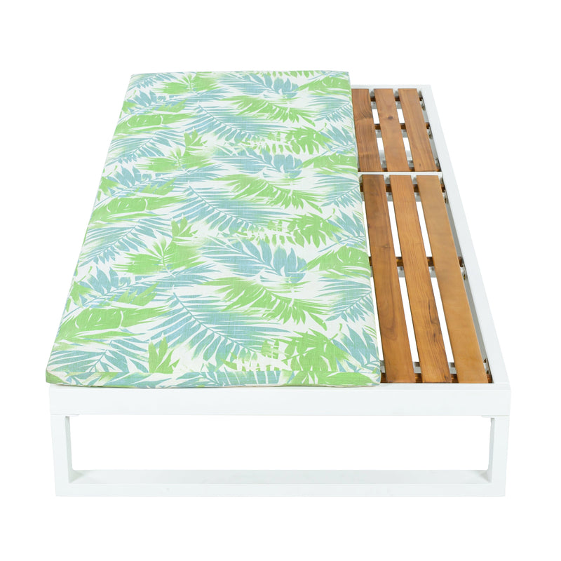 White Iron & Teak Finish Chaise Lounge Set, photo 10 of 10