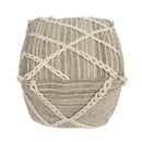 Modern Wool Rope Square Pouf Ottoman Floor Cushion - Gray / Ivory by HouseOfZazla