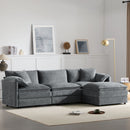 Modular Sectional With Deep And Wide Seat, Cloud Couch Set With Double Cushions Sofa With Movable Ottoman by HouseOfZazla