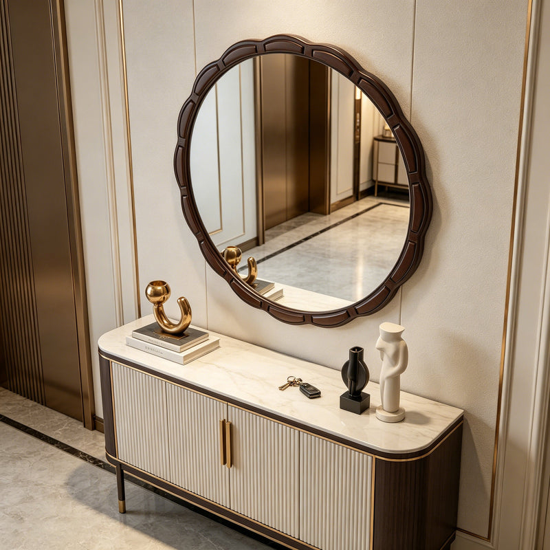 Round Wood Wall Mirror - 31.5", photo 3 of 9