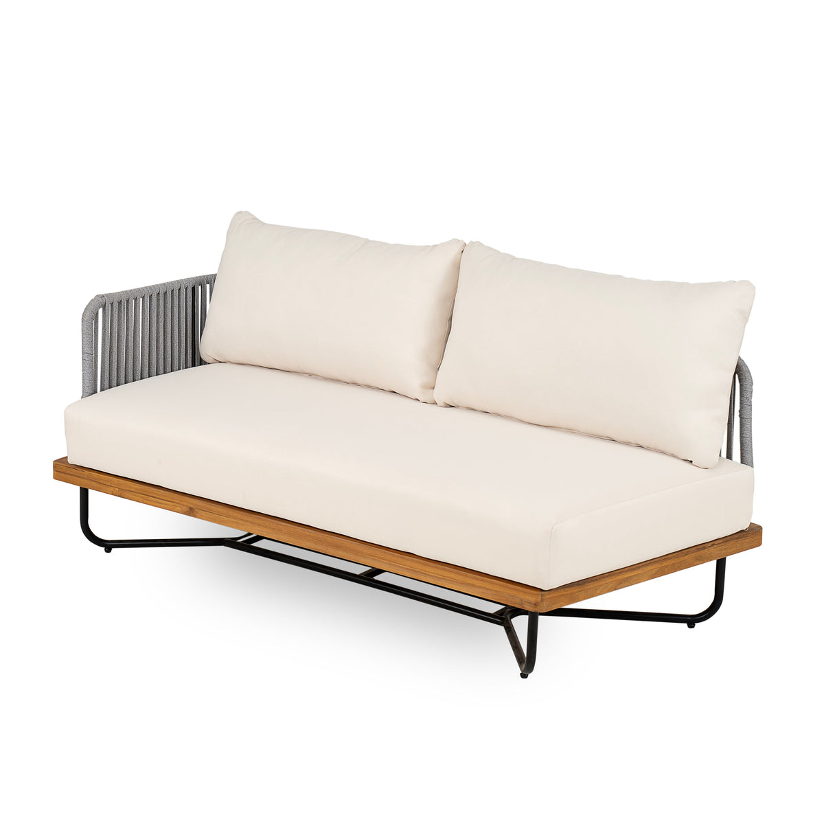 Lucca Outdoor Acacia Wood Rope Woven Sofa Sectional Set, photo 6 of 9