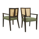 Mid Century Modern Arm Dining Chair Set With Rattan Backrest by HouseOfZazla