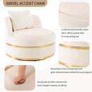 360 Degree Swivel Accent Chair Velvet Modern Upholstered Barrel Chair Over-Sized Soft Chair with Seat Cushion for Living Room, Bedroom, Office, Apartment, Beige