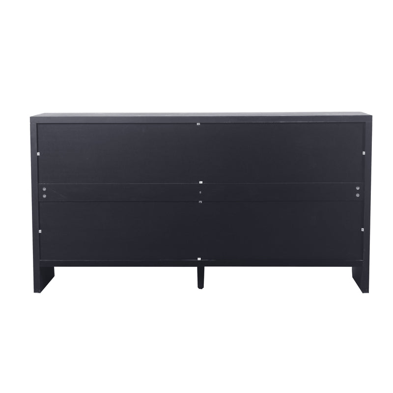 Accent Cabinet Farmhouse Style 4 Door Wooden Cabinet Sideboard Buffet Server Cabinet Storage Cabinet, for Living Room, Entryway, Hallway, Office, Kitchen and Dining Room, Distressed Black