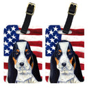 USA American Flag with Basset Hound Luggage Tag