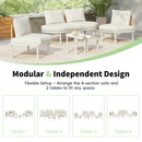 6 Piece Patio Set, Half Moon Outdoor Sectional Sofa With 2 High Low Coffee Tables, 4 Pillows & Cushions by HouseOfZazla
