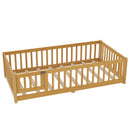 Montessori Floor Bed with Safety Guardrails - Pine Wood