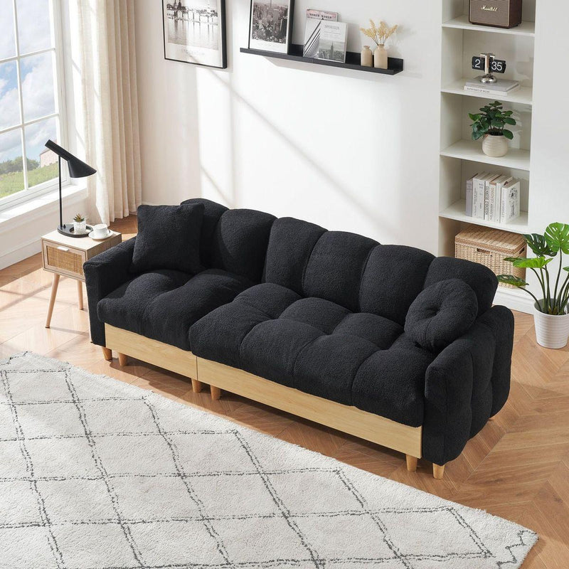 84.64 inches black three-person sofa lift sofa bed with locker sofa bed, sofa soft and comfortable, suitable for bedroom, living room