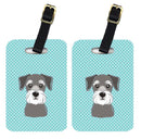Checkerboard Blue Schnauzer Luggage Tag