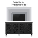60" Antique Buffet Cabinet with Floral Carvings