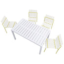 4 Piece Set Of Modern Color Block Designed Single Chairs With Long Table by HouseOfZazla