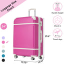 24 IN Luggage 1 Piece with TSA lock, Expandable Lightweight Suitcase Spinner Wheels, Vintage Luggage,Pink