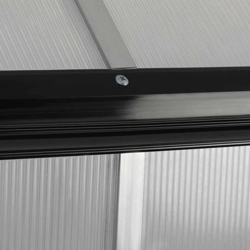 6x8 FT Polycarbonate Greenhouse, Outdoor Walk-in Green House with Vent Window, Hinged Door, Rain Gutter, Heavy-Duty Aluminum Hot House for Backyard Garden