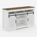TV Stand With Sliding Barn Doors And Adjustable Storage - White / Oak by HouseOfZazla