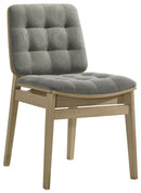 Redbridge Velvet Upholstered Side Chair Grey and Natural Oak (Set of 2)