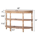 Handcrafted Wood Console Table with Hand-Woven Trim