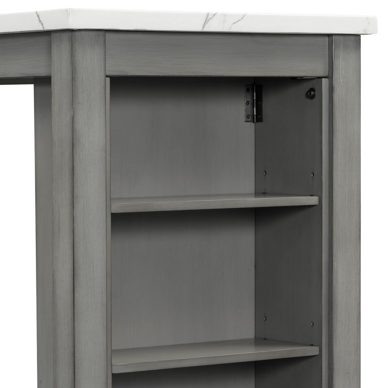5-piece Counter Height Dining Table Set with Built-in Storage Shelves,Grey(OLD SKU W504S00143)