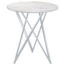 Halverson - Round Top Bar Table - White / Silver by HouseOfZazla